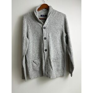 J Crew Mens Shawl Collar Cardigan Sweater  Lambswool Heather Gray Size M